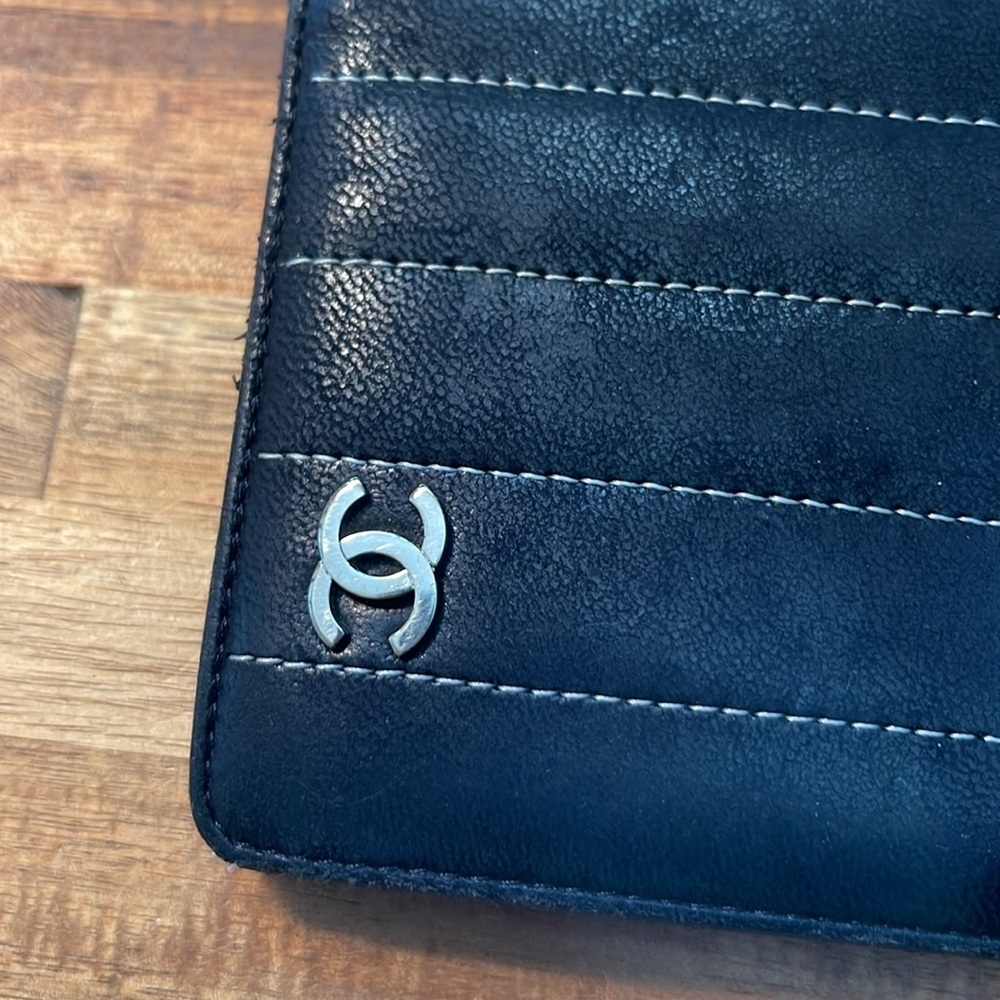 Chanel Auth Quilted Mademoisele Blk Ligne Tall Fold Wallet/Clutch. P - Picture 2 of 16